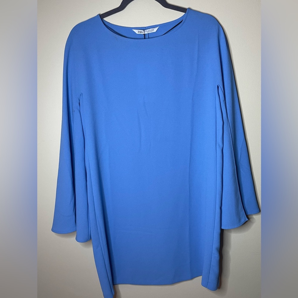 ZARA BABY BLUE Mini Dress - Flowy Long Sleeve w/ slits